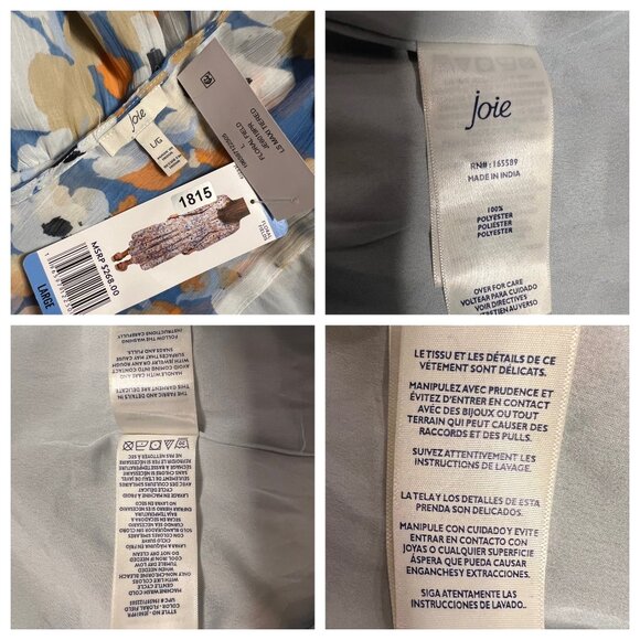 NWT Joie Floral Fields Midi Dress Blue Orange L Fairy Timeless Tiered - Picture 9 of 16